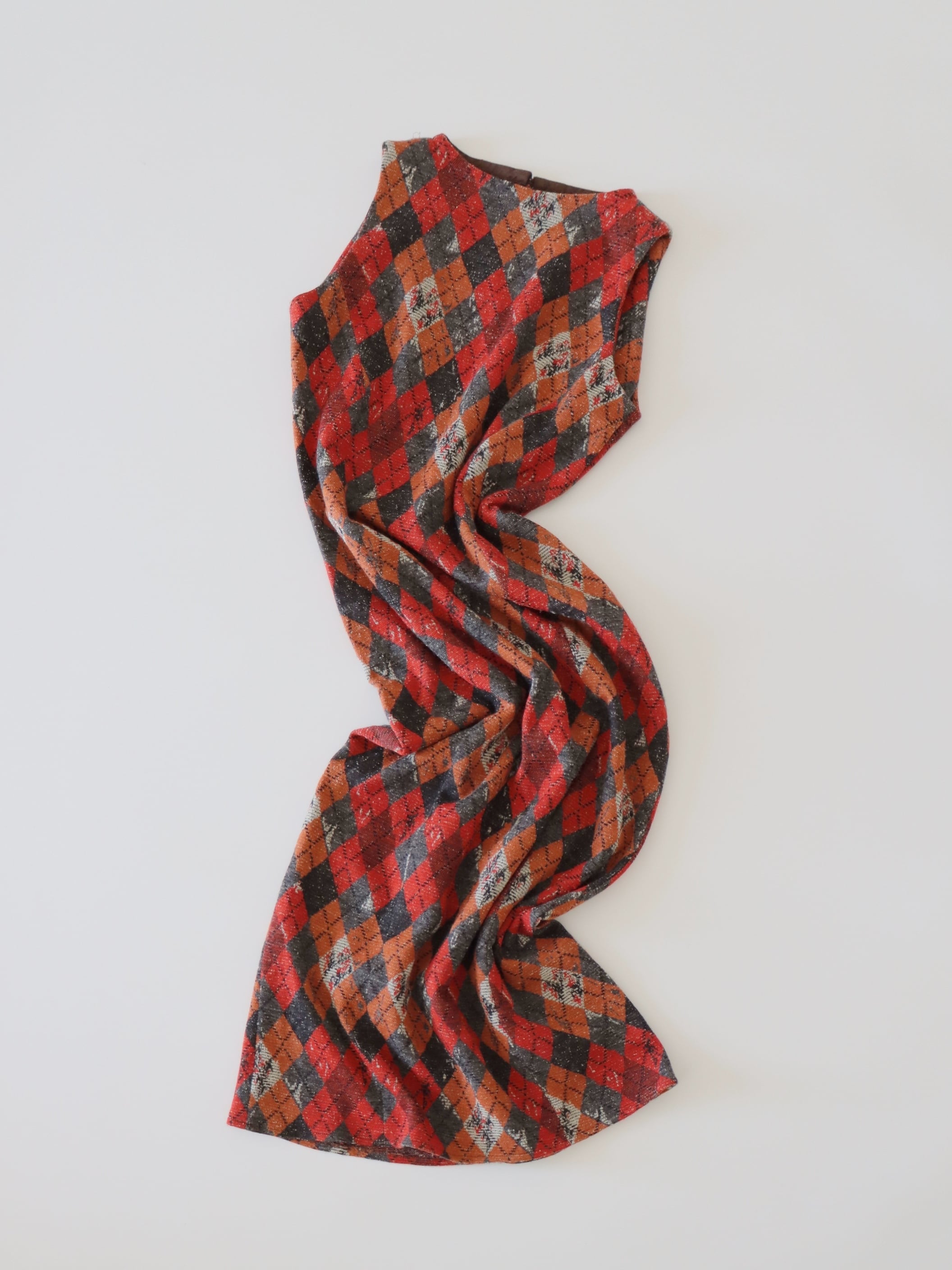 ●Argyle design jacquard knitted stretch long dress