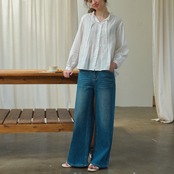 Blanc Pintuck Cotton Blouse F00615