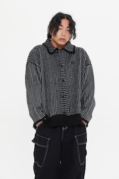 STRIPE WESTERN KNIT CARDIGAN_BLACK