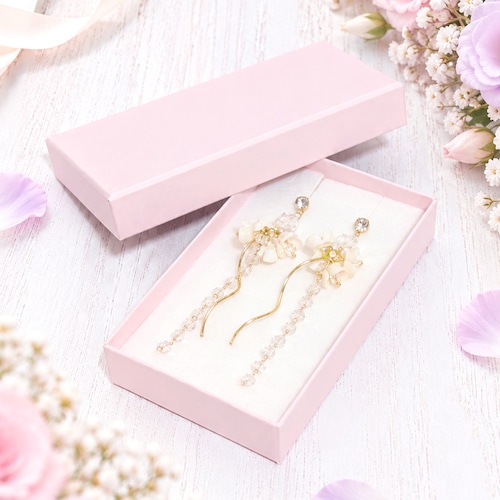 貼り箱 ギフトボックス ロングピアス（ピンク）120×70×20mm   クリックポスト対応　
