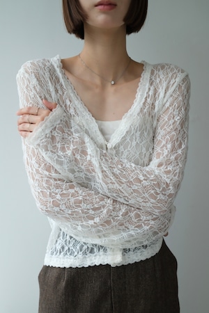Seethrough Race Cardigan シースルーレースカーディガン ivory