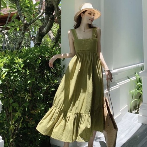 フレアワンピース ロング Ａライン レディース リゾート 背中見せ リラックス 大きいサイズ 夏 リボン ビーチ マキシワンピ ゆったり リゾートワンピ 白 緑 大人かわいい きれいめ フリル