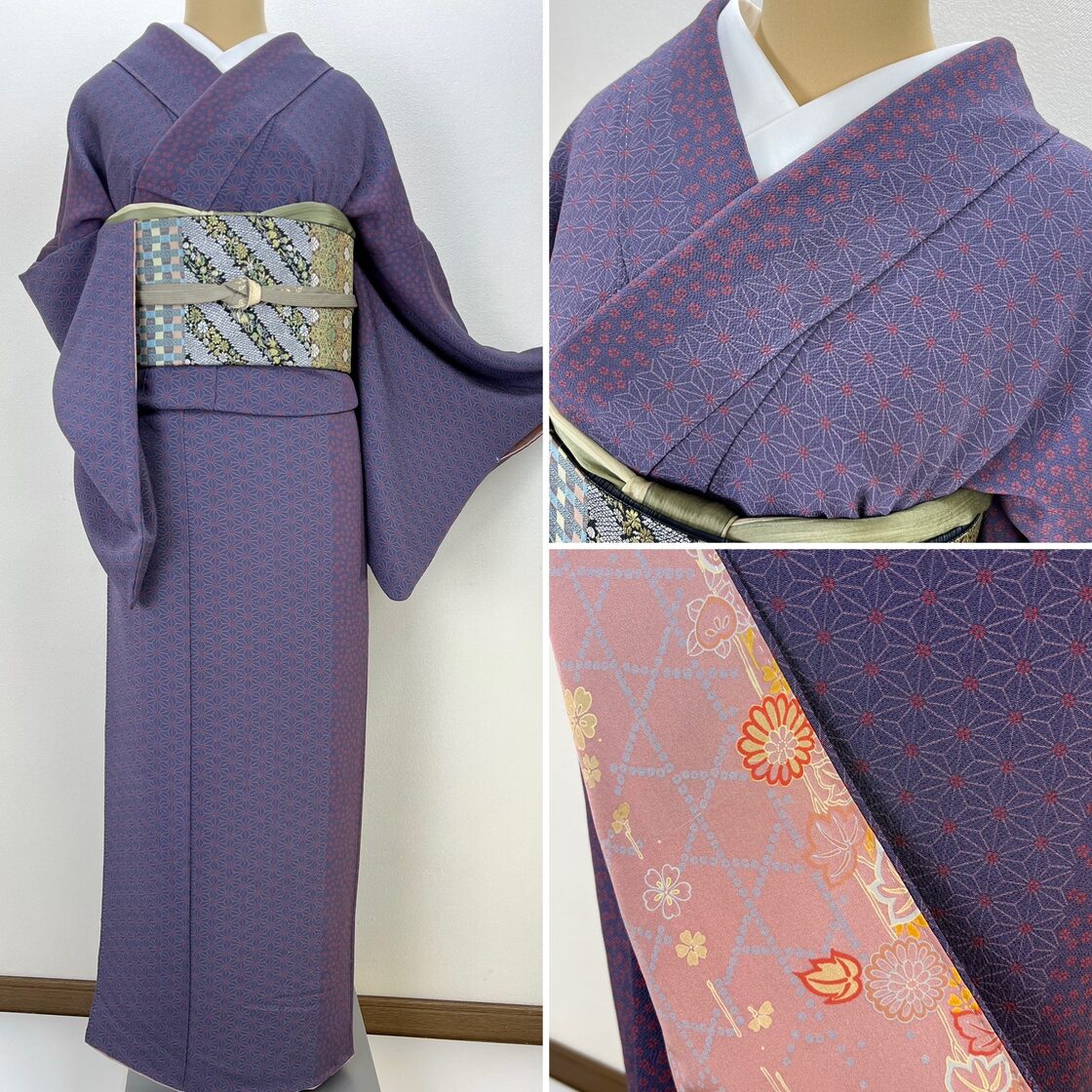 美品【麻の葉文様】付け下げ小紋 正絹 着物 袷s515 | Pay ID