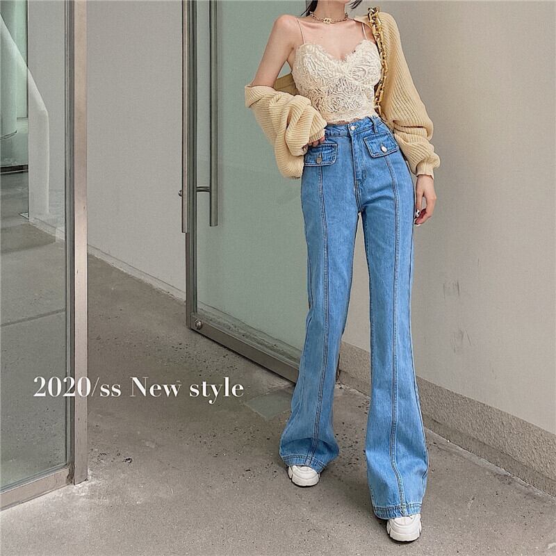 ジーンズ ハイウェストウェスト薄手スタイルスタンダードスプリングルーズパンツ レッド レトロ 春物 ブラックストロベリース71477137737