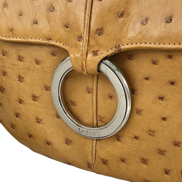 LOEWE ロエベ ショルダーバッグ ベージュ サークルロゴ オーストリッチ セミショルダーバッグ vintage ヴィンテージ オールド 2bjbin