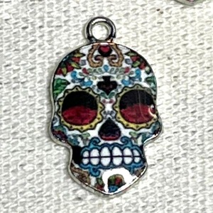 エナメルスカルヘッドシルバーベースチャーム/ドクロ