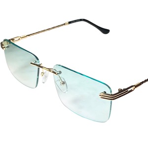 vintage HILTON gold color twist arm deadstock glasses (BLUE)