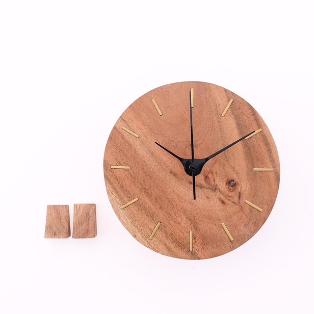 展示品　木とBRASSで作った温もりあふれる 置くことも出来る壁掛け時計