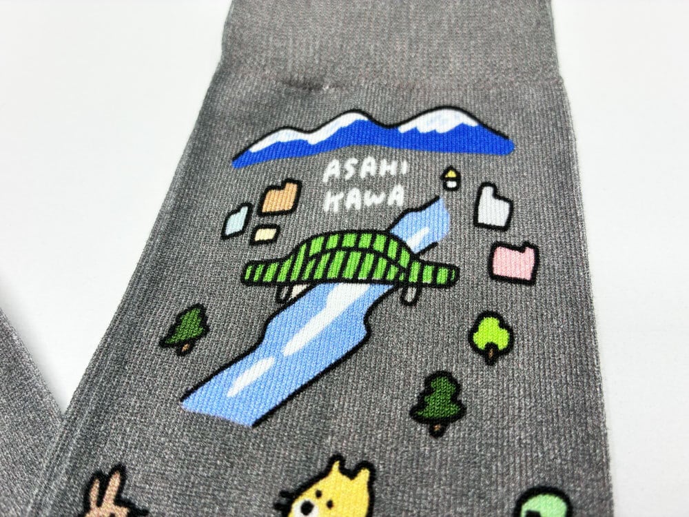 旭川 プリント総柄靴下 灰色 / 靴下 / アッコモン