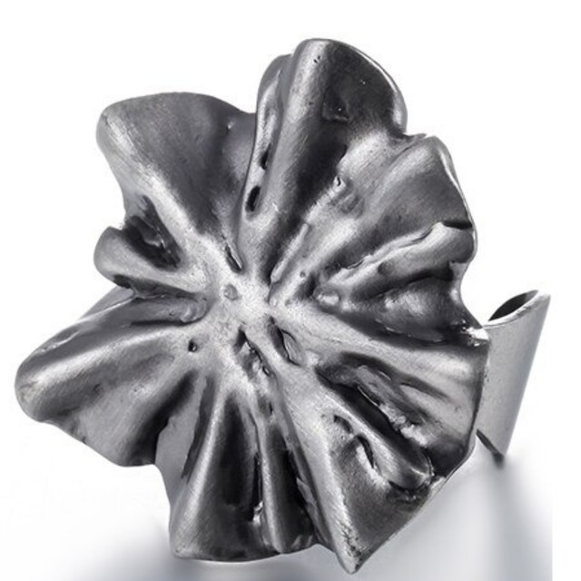 【TR0413】Flower Antique Silver Ring