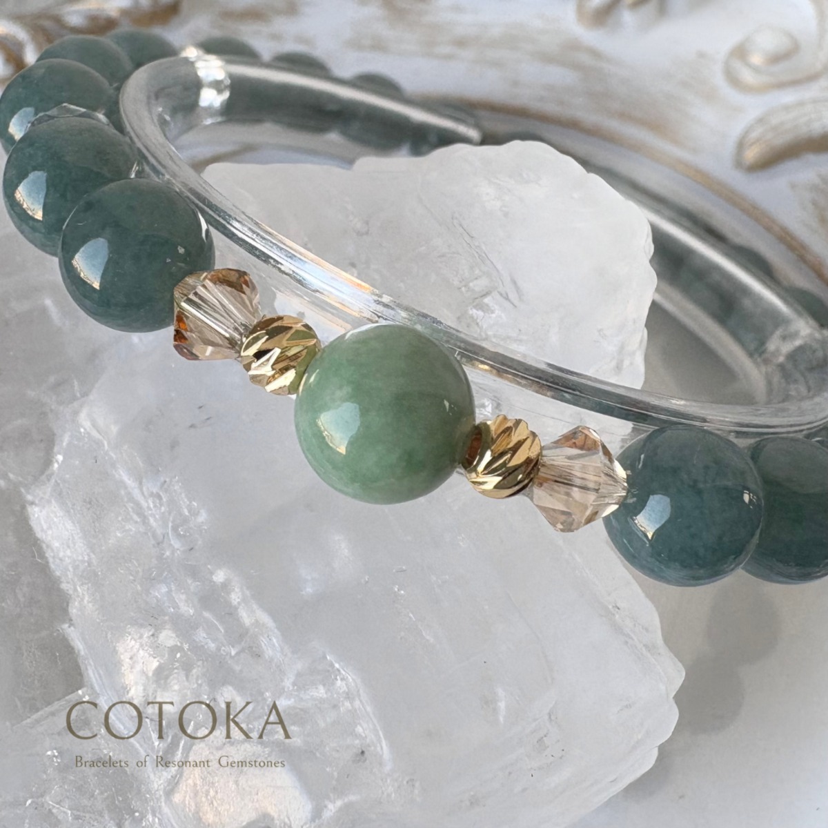 心と体を癒す守護石☆グアテマラ産翡翠×ビルマ翡翠×水晶のデザイン