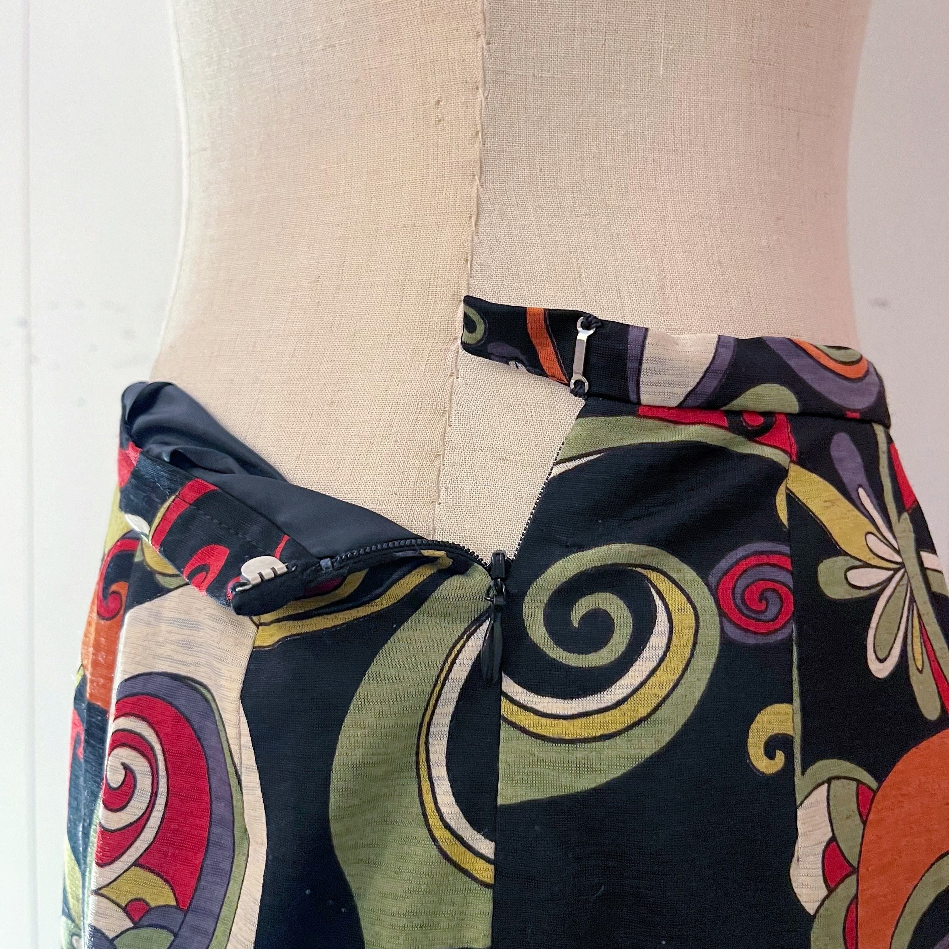 psychedelic pattern flare skirt