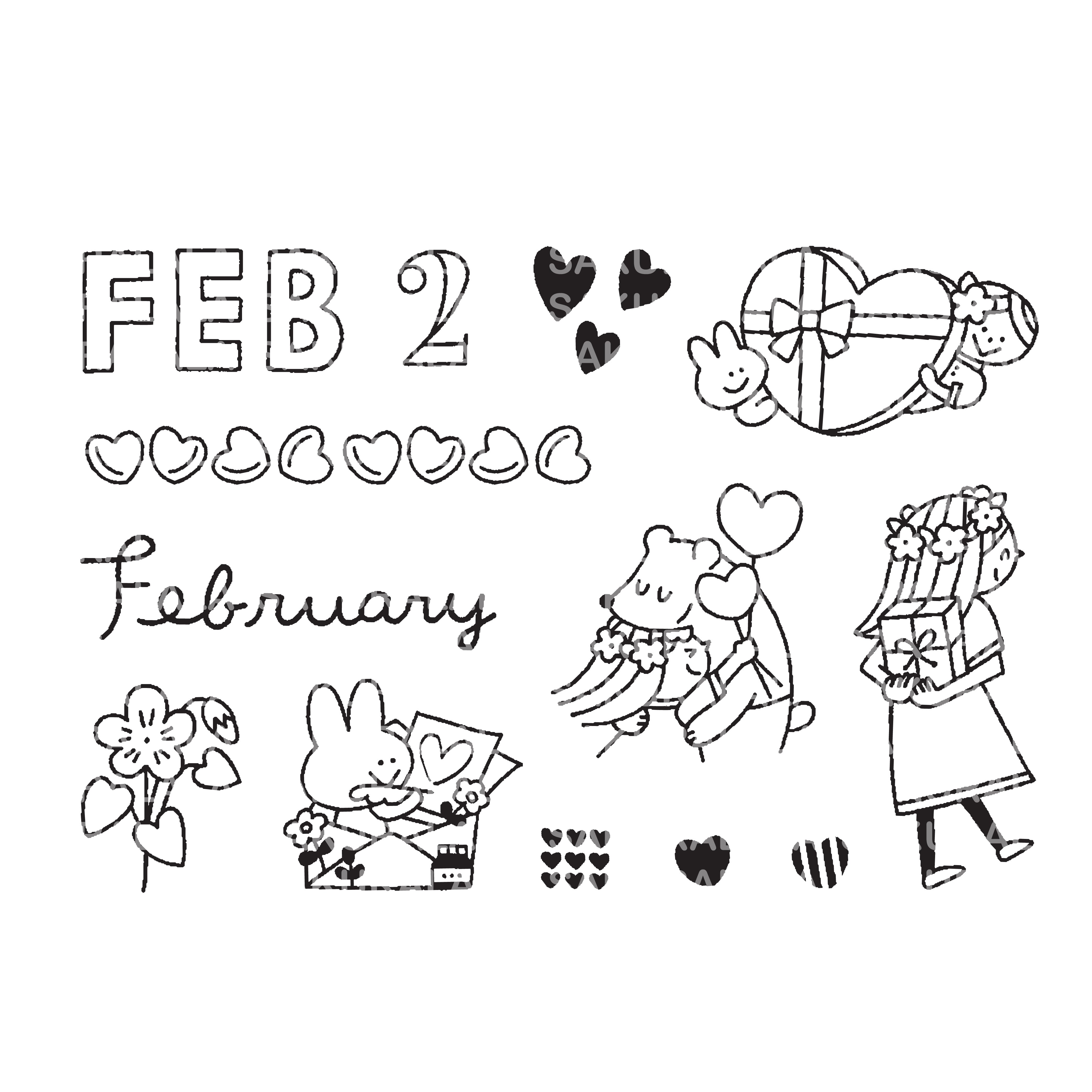 sakuralala クリアスタンプ ＜February＞ 365065 | パピアプラッツBASE店