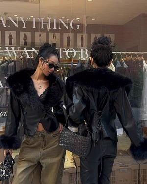 ファーカラーレザージャケット kco1062