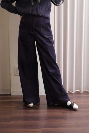 velvet denim wide pants navy