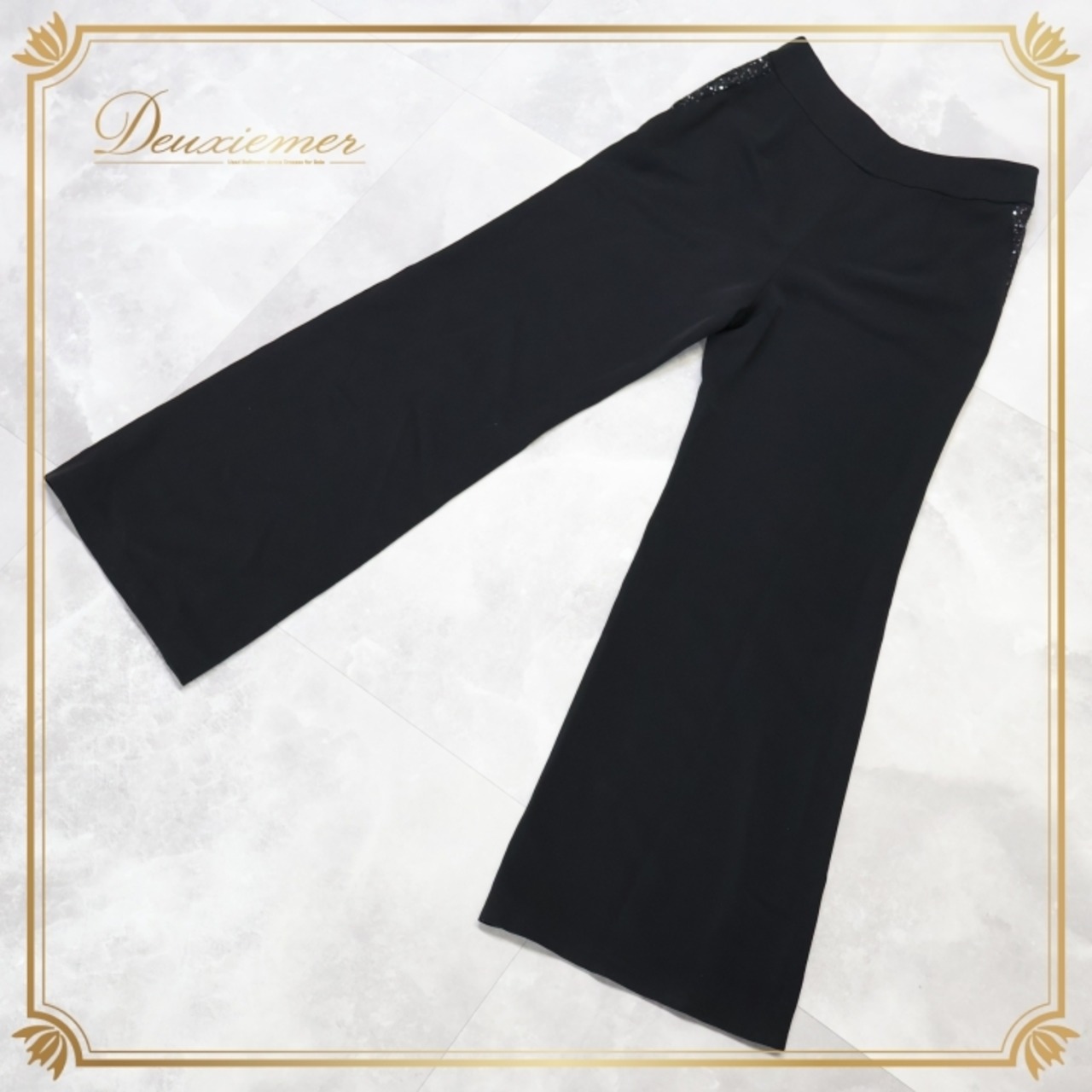 社交ダンス 衣装 ズボン ブラック系 チャコットロイヤルダンス Chacott ROYAL DANCE 黒 ボトムス パンツ 日本製 シンプル スパンコール キラキラ 上品 ファスナー 綺麗 オールブラック