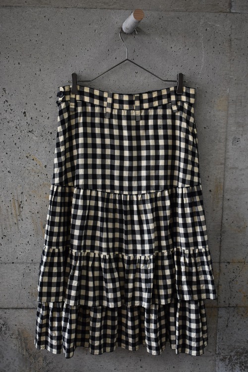 Gingham check tiered skirt