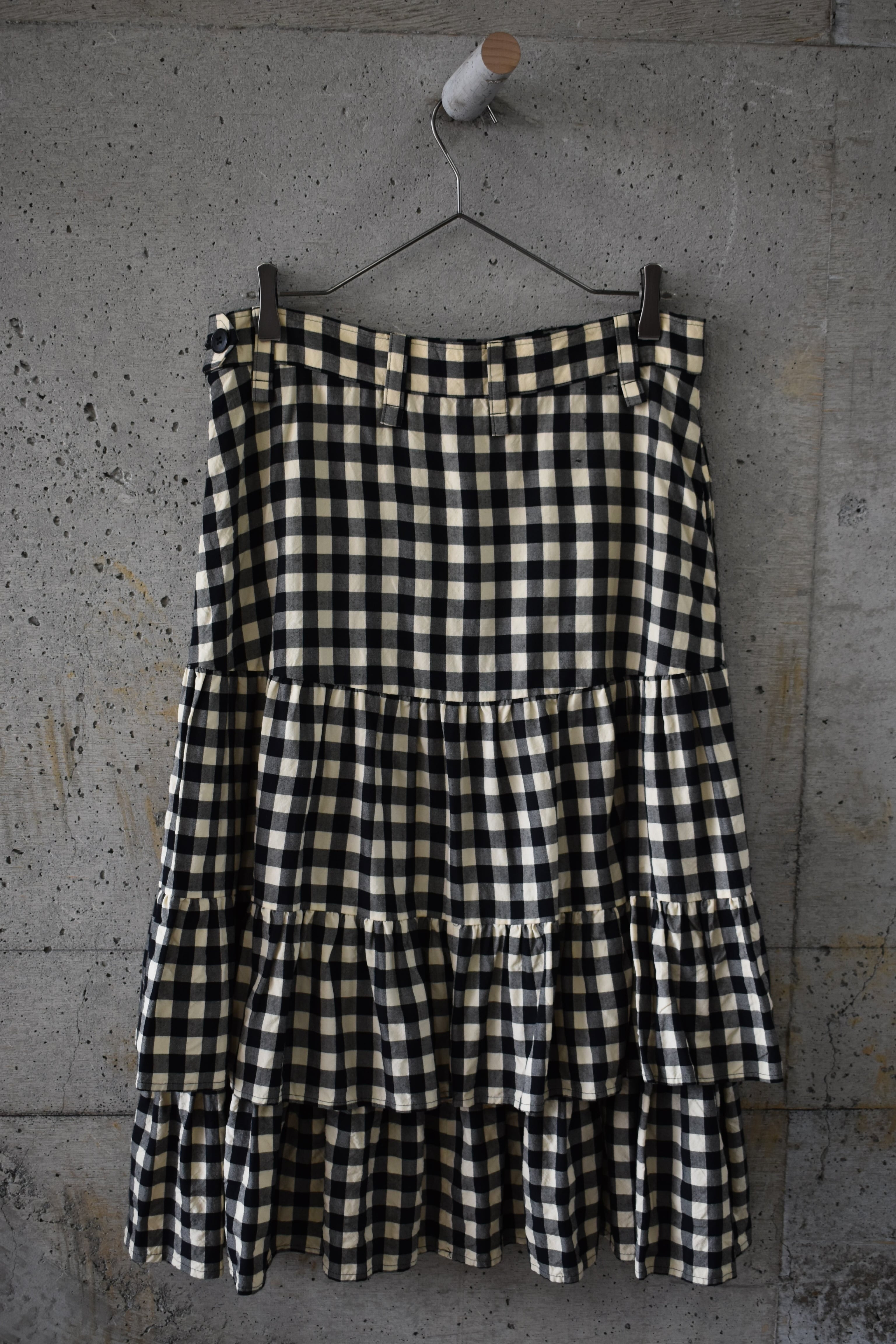 Gingham check tiered skirt