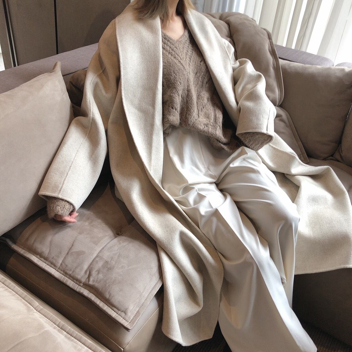 Wool gown coat /oatmeal (12月下旬頃発送予定)