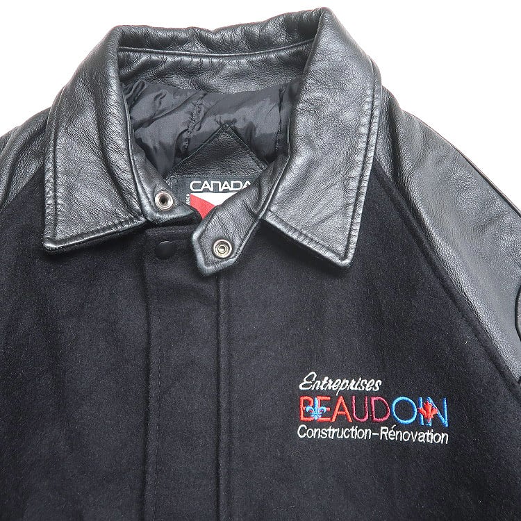 古着 カナダ製 CANADA SPORTSWEAR 企業ロゴ 刺繍 ウール スタジャン 袖