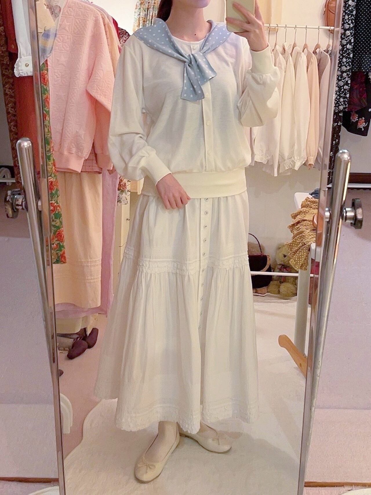 light blue dot sailor collar knit po