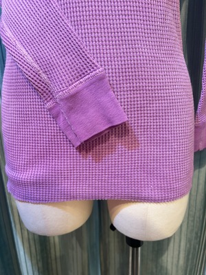 garment dye thermal purple & yellow button