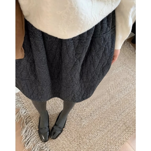 全3色/Cable knit puff skirt　B803