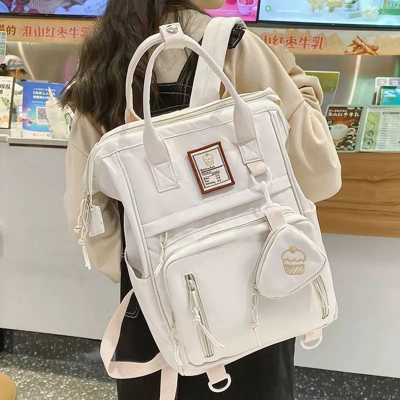 背負って可愛い スクエアリュック 3カラー スクエアデザイン バックパック リュック ポケット付き 通学 塾 学生 ガーリー カバン バッグ Lamitte Deco トレンド 韓国ファッション ショップ Base店