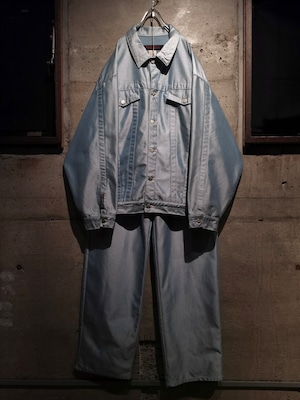 【Caka】"OLD AVIREX" "Special" Ice Blue Color Loose Shiny Denim Set Up