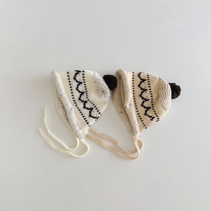 【HAT】レトロ風ニット帽子