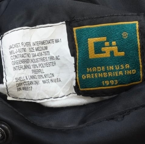 90s USA製 GREENBRIER MA-1 ブラック M メンズ 90s USA製 GREENBRIER