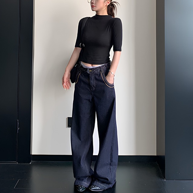 lace-up design denim　レースアップデザインデニム　J2147