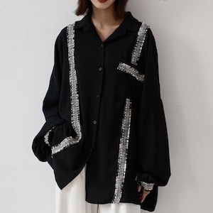 Tweed line loose shirt S376