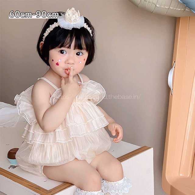 【60㎝-90㎝】キャミ　フリル　ロンパース　ベビー　ベビー服　女の子　韓国子供服　ベビー　子供服
