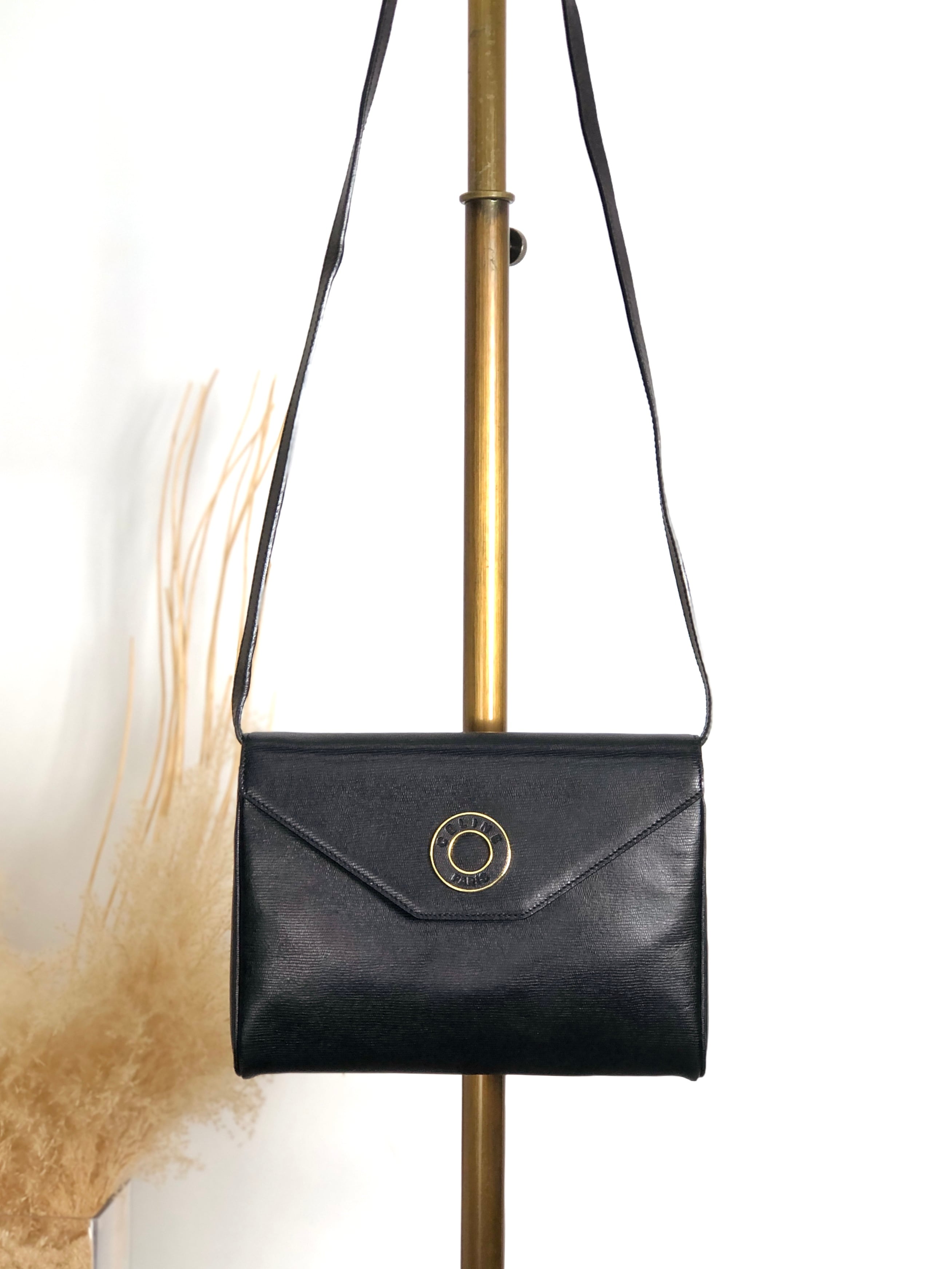 CELINE セリーヌ ショルダーバッグ ブラック サークルロゴ レザー vintage ヴィンテージ オールド bwix55