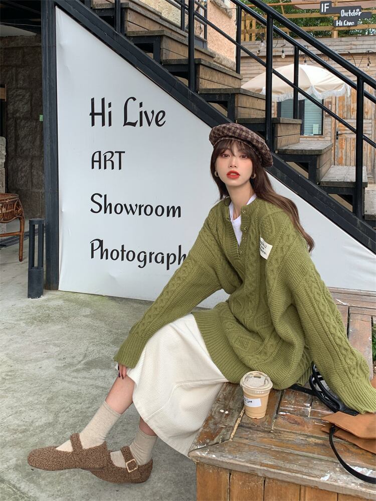 open yy マフラー カーキ OPEN YY カーキ フード付きマフラー OPEN YY