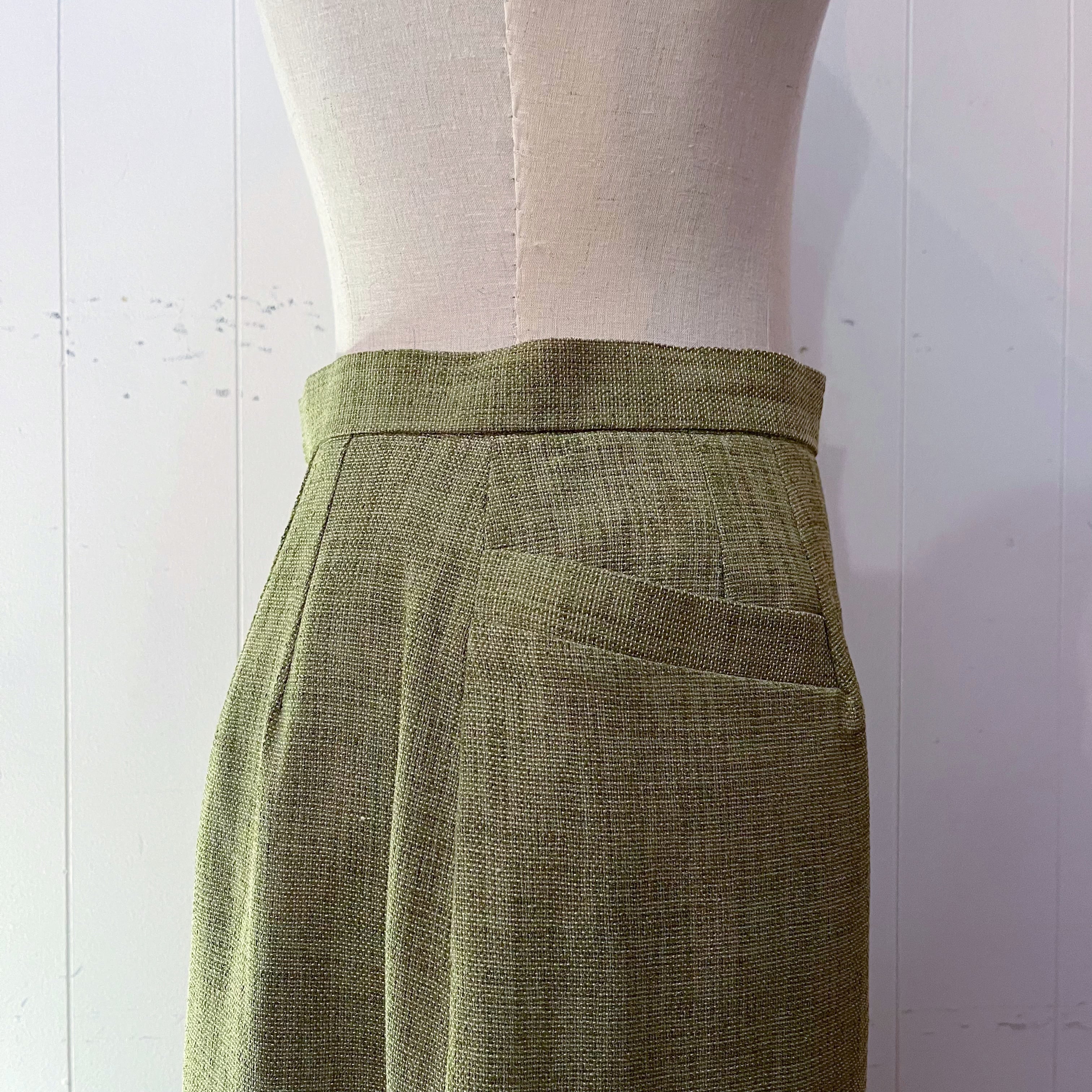 moss green tuck skirt
