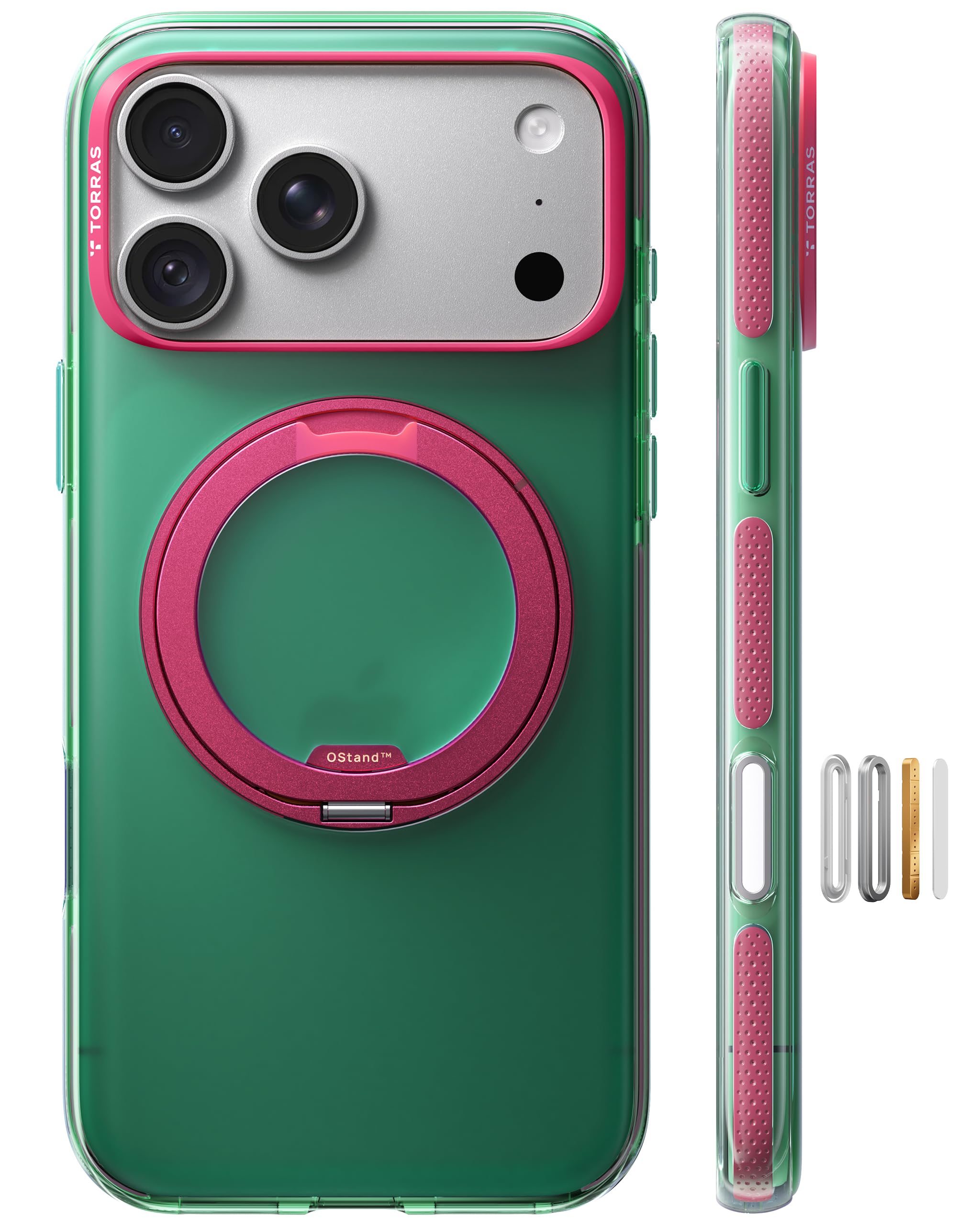 TORRAS iPhone 18 Pro /17 Pro用 ケース Ostand O3 Hue【スタンドケース】 チェリー・ソーダ