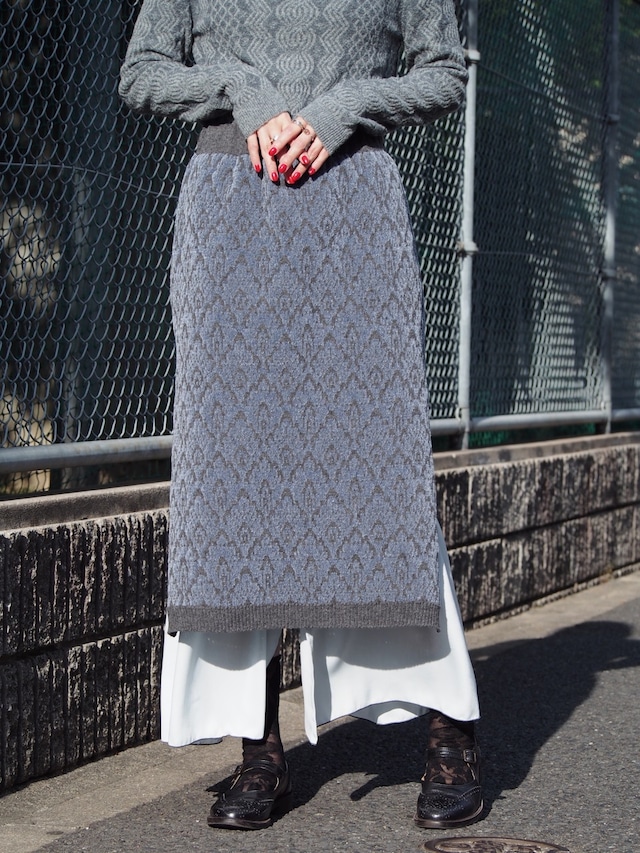 YUKI SHIMANE　jacquard knit skirt　Tanzanite【YS22AW-19SK-TZ】