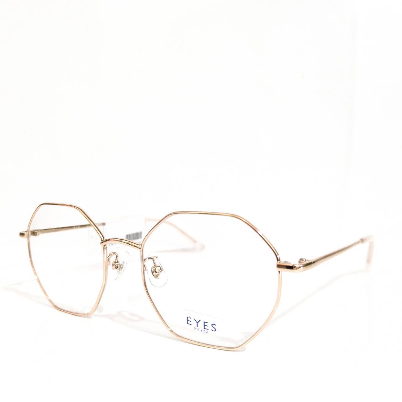 【EYES】多角形メタルフレーム ゴールド