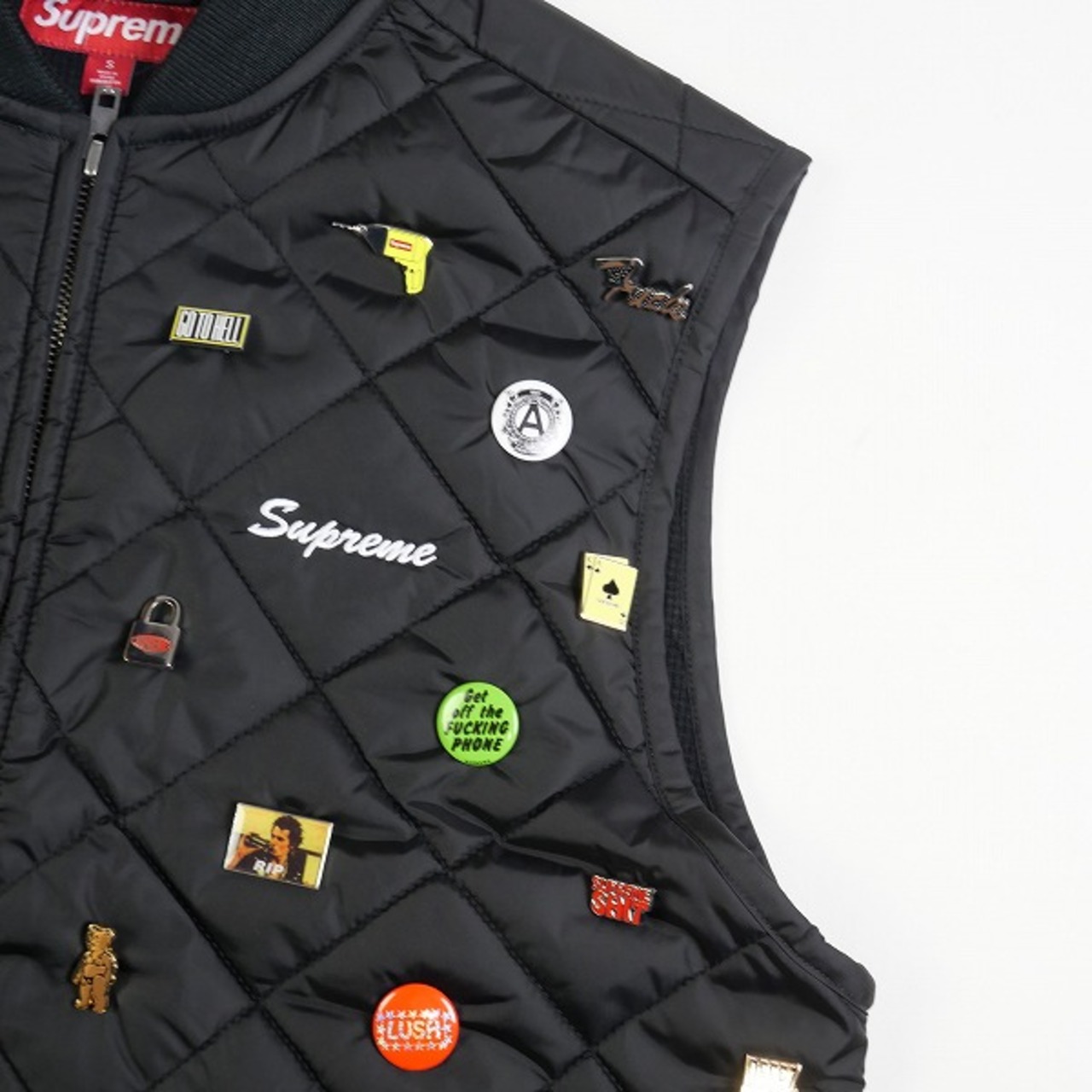 Size【XL】 SUPREME シュプリーム 23AW Pins Quilted Work Vest Black 