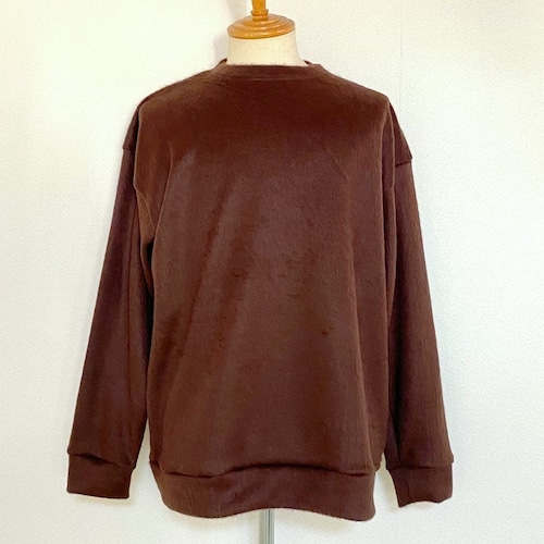 Shaggy Crew Neck Cut & Sewn　Brown