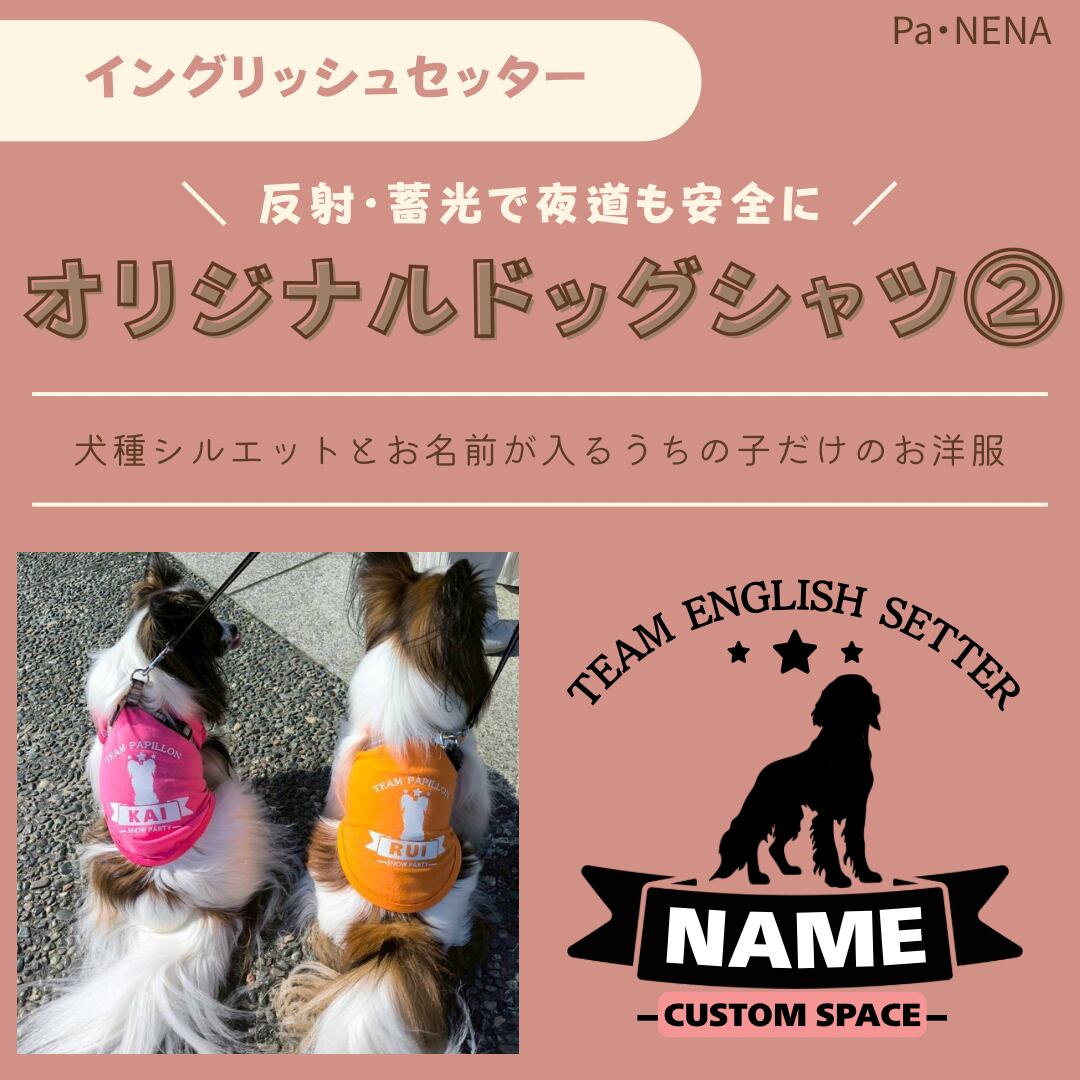 反射,蓄光素材あり! オリジナルドッグTシャツ(イングリッシュセッター)