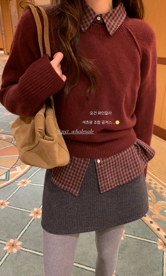 (予約) pretty young thing / Wool 100 raglan knit 4color