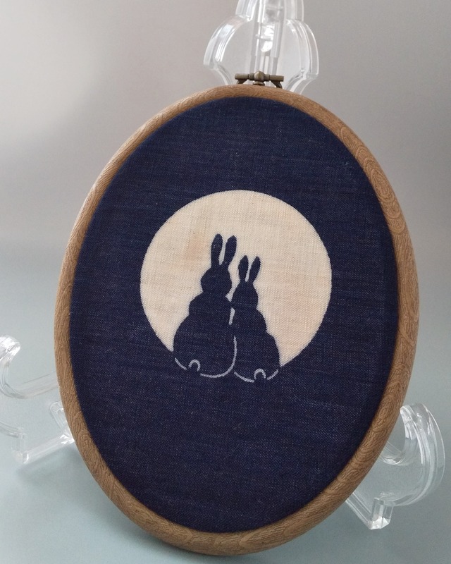 想屋 月うさぎのポイント刺繍 オーシャンブルー 裄64 いかつい