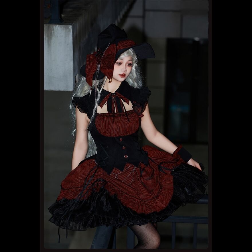 大人ゴシック ワンピース ストライプ×コルセット 魔女テーマ｜WithU