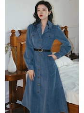 【0195】 Modern Corduroy Shirt Long Sleeve Dress