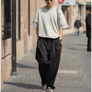 Pleated wide tapered pants 1467