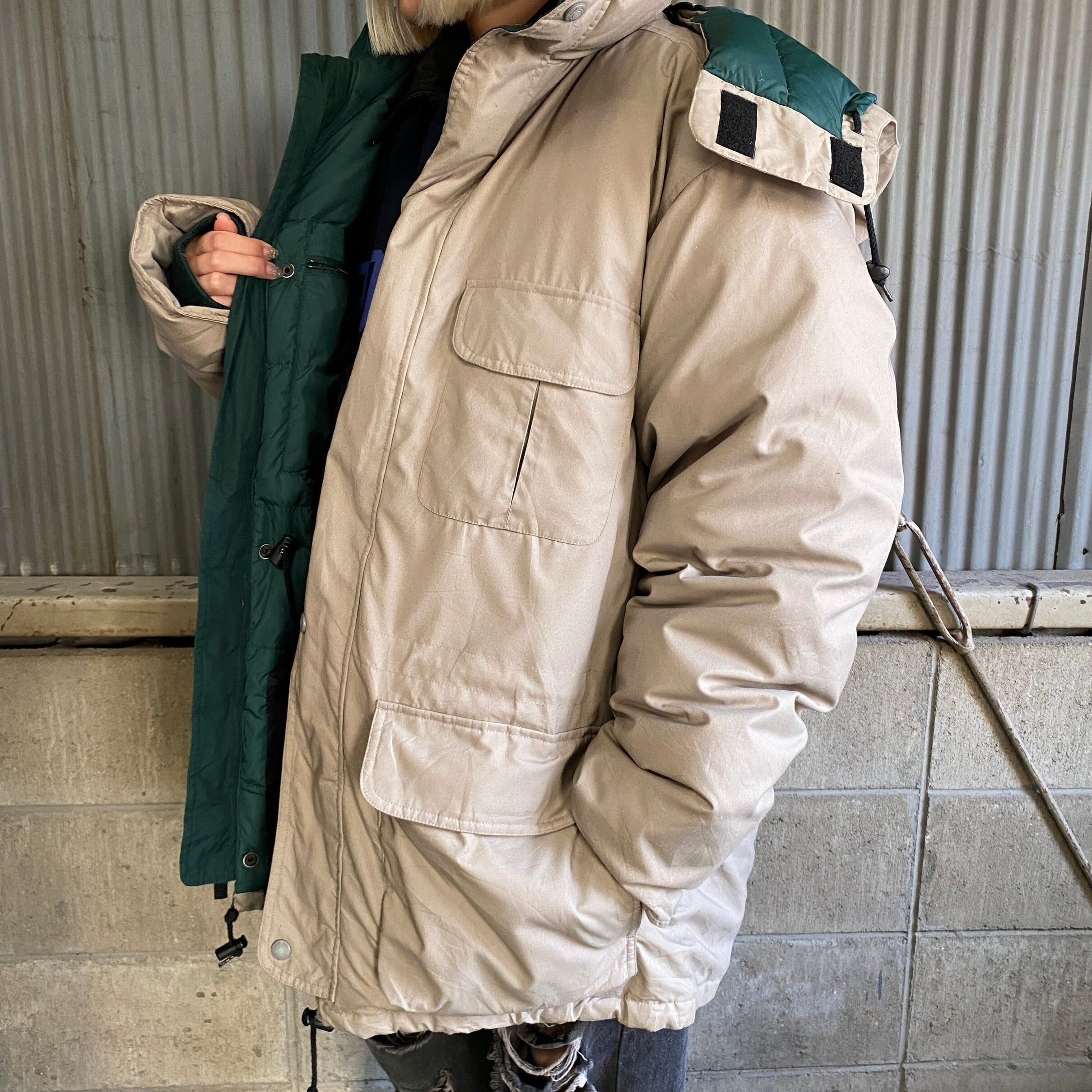 Eddie Bauer エディーバウアー RIDGE LINE グースダウン ジャケット メンズL 古着 フード着脱 グレー【アウトドアジャケット】  | cave 古着屋【公式】古着通販サイト