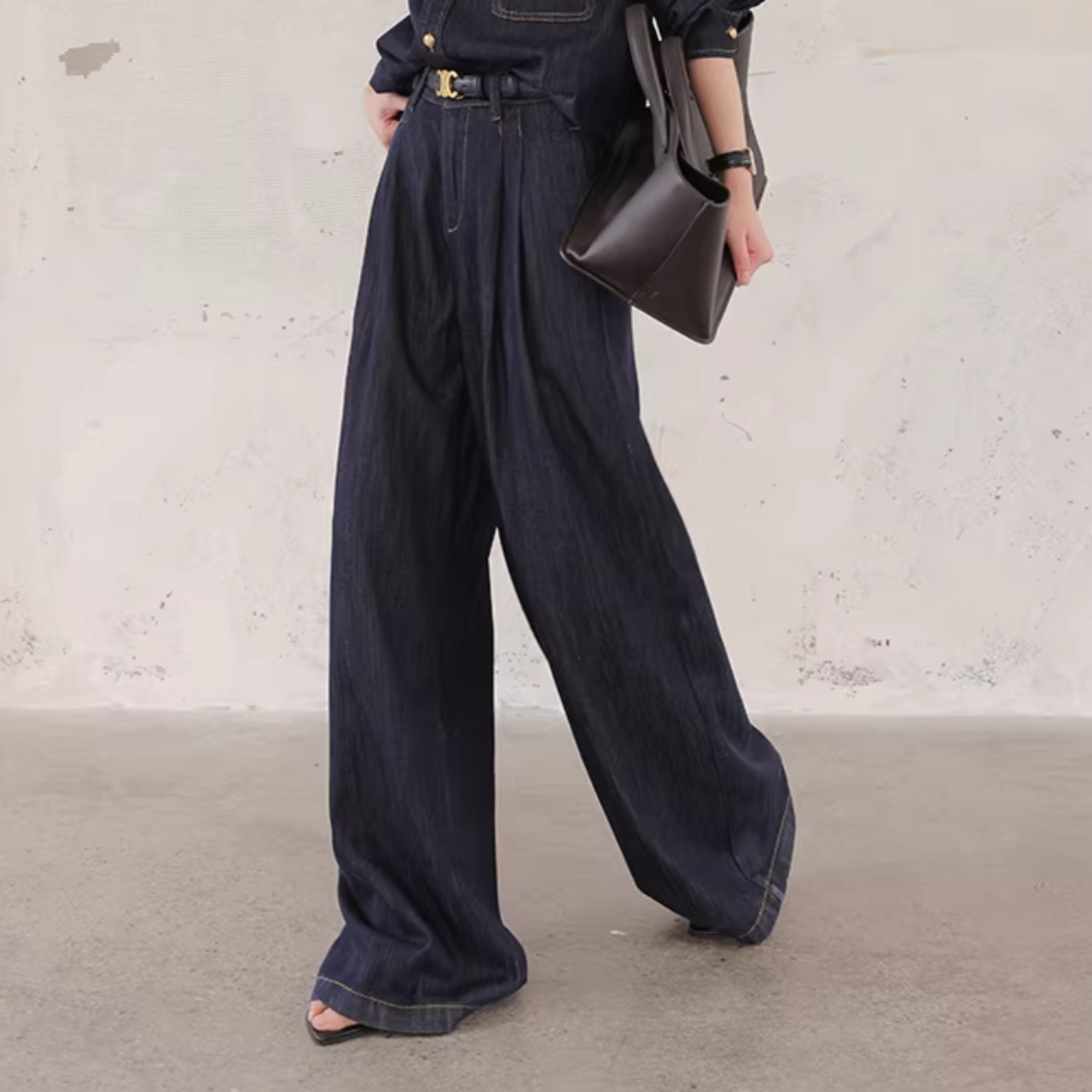 プリーツ入り ワイド デニム パンツ 00144・画像3